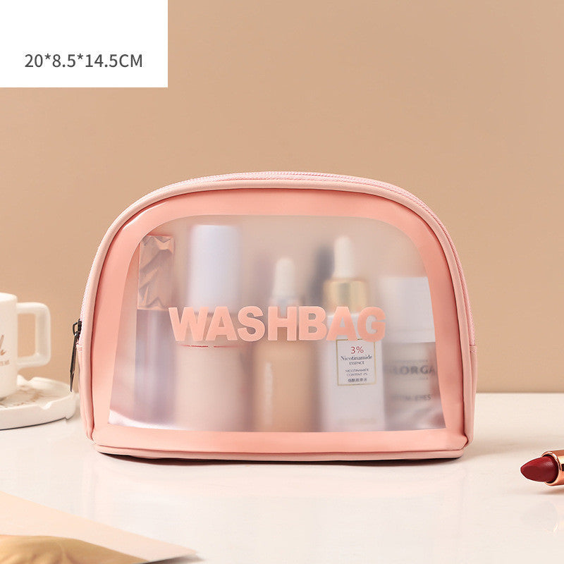 Pu Transparent Three Piece Makeup And Wash Bag Large Capacity